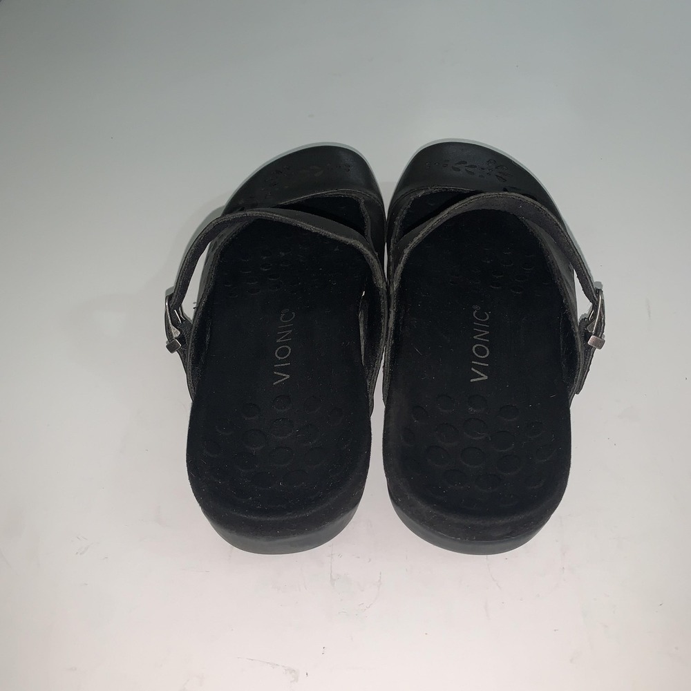 Vionic Midway Shoes Womens Size 8 Black Leather Clog Buckle Comfort Casual - Picture 7 of 11